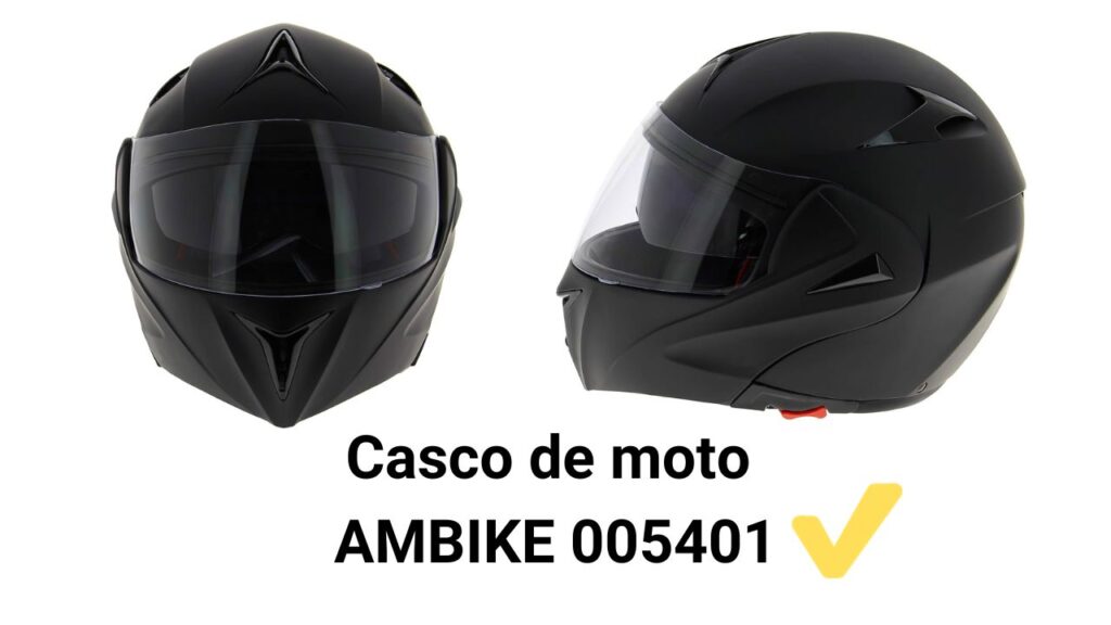 AMBIKE 005401 - Casco de moto modular negro mate
